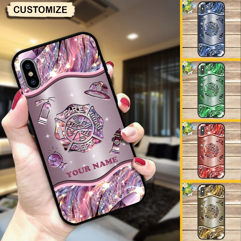 Personalisierte Feuerwehrmann Gllittering Multicolor Telefon Fall Personalized Firefighter Gllittering Multicolor Phone Case MK.jpg