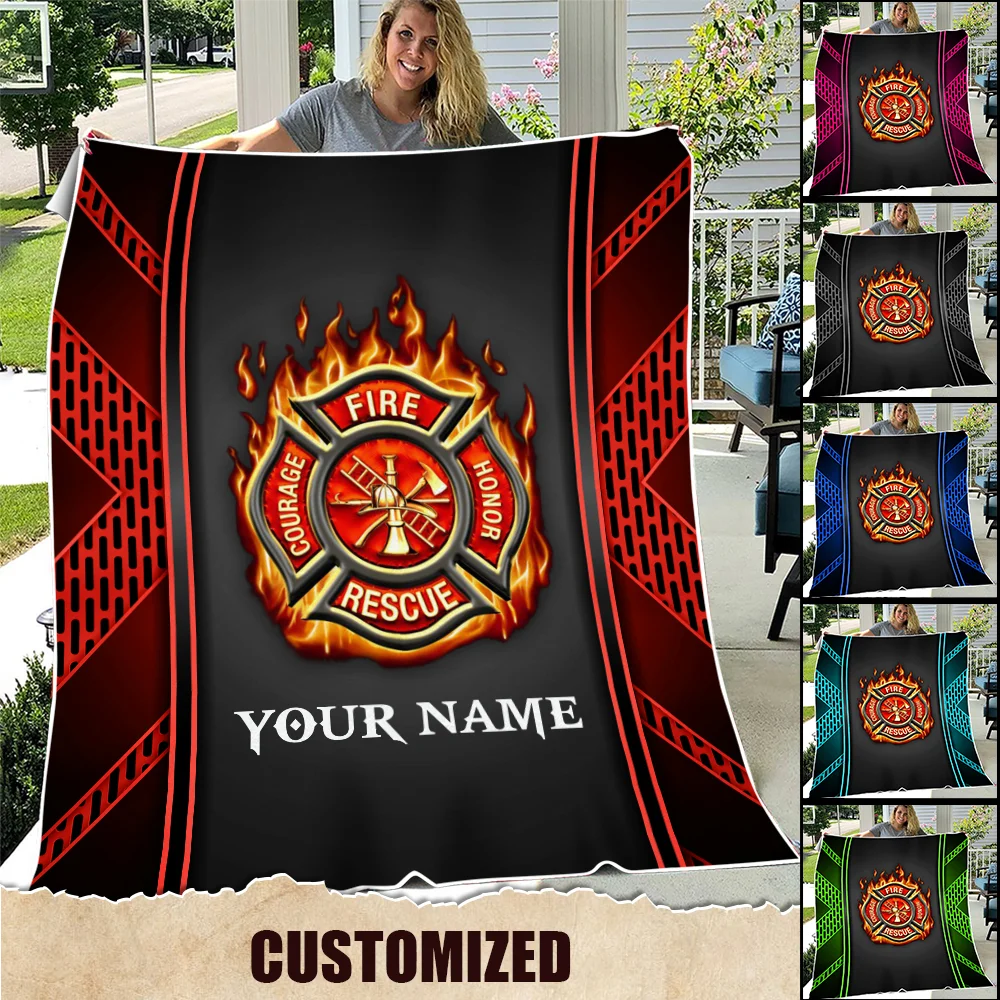 Personalisierte Feuerwehr-Fleecedecke Personalized Firefighter Fleece Blanket Mockup Run Ad.jpg