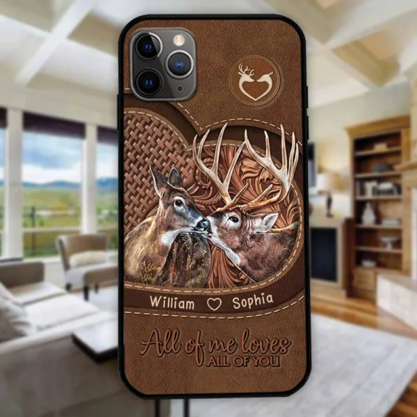 Hirsch Paar Sie & ich wir haben diese Leder-Muster personalisierte Handytasche Deer Couple You & Me We Got This Leather Pattern Personalized Phone Case MK 1.jpg