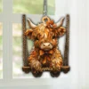 charmante verzierung Charming Highland Cow On Swing Personalized Shaped Ornament MK 3.jpg