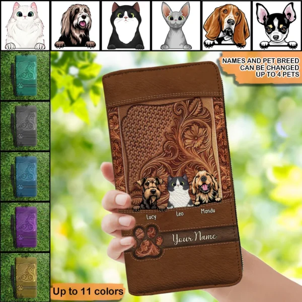 Personalisierte Haustier Liebhaber Leder Teiltern Clutch Geldbörse Multi Farben Personalized Pet Lovers Leather Parttern Clutch Purse Multi Colors MK.jpg