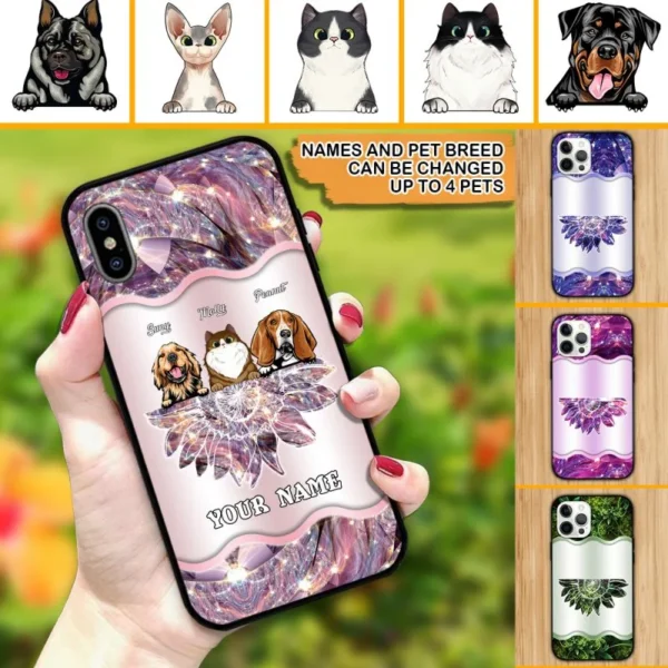 Sparkling Sonnenblume Hund und Katze personalisierte Handytasche Sparkling-Sunflower-Dog-And-Cat-Personalized-Phone-Case-MK.jpg