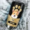 Personalisierte Hund-Katze-Liebhaber Pfote goldenen Metall-Muster Becher Personalized Dog Cat Lovers Paw Golden Metal Pattern Tumbler MK 2.jpg