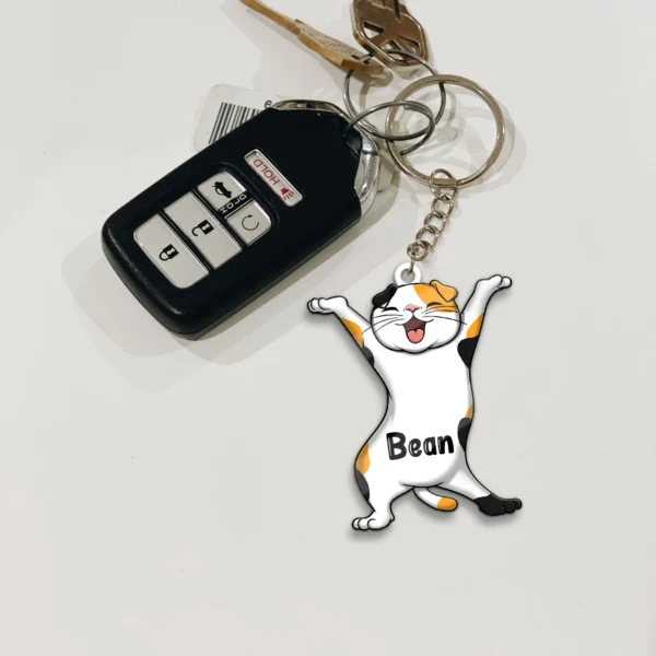 Cute Laughing Dance Katze Kätzchen Haustier personalisierte Acryl Schlüsselanhänger Purrfect Geschenk für Katzenliebhaber Cute Laughing Dance Cat Kitten Pet Personalized Acrylic Keychain Purrfect Gift For Cat Lovers Mockup 3.jpg