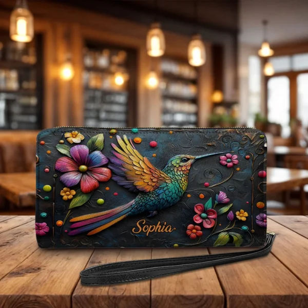 kolibri at Hummingbird Gorgeous Personalized Nam Clutch Purse MK 2.jpg