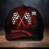 Benutzerdefinierte Text & Nummer Racing Flag personalisierte klassische Kappe Custom Text & Number Racing Flag Personalized Classic Cap Mockup Preview.jpg