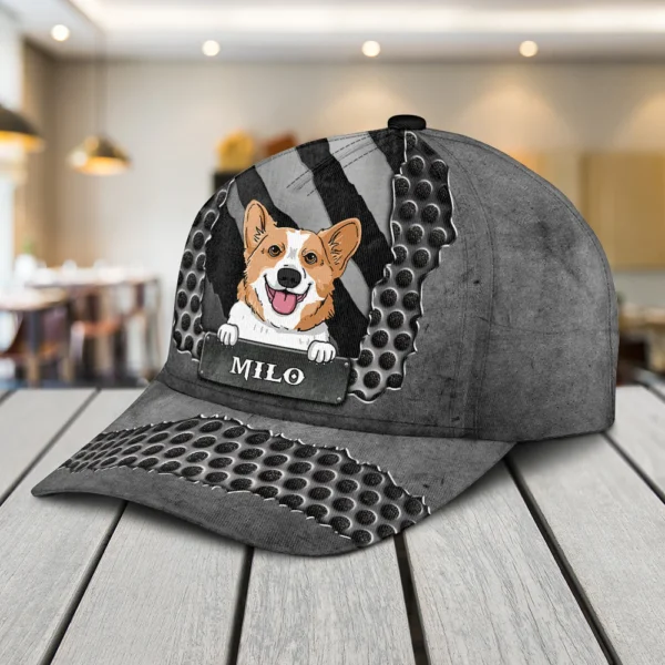 Graue Polkadot Hund personalisierte klassische Kappe, Vatertag Geschenk für Hundeliebhaber, Hund Papa, Hund Mama Gray Polkadot Dog Personalized Classic Cap, Fatherâs Day Gift for Dog Lovers, Dog Dad, Dog Mom MK 4.jpg