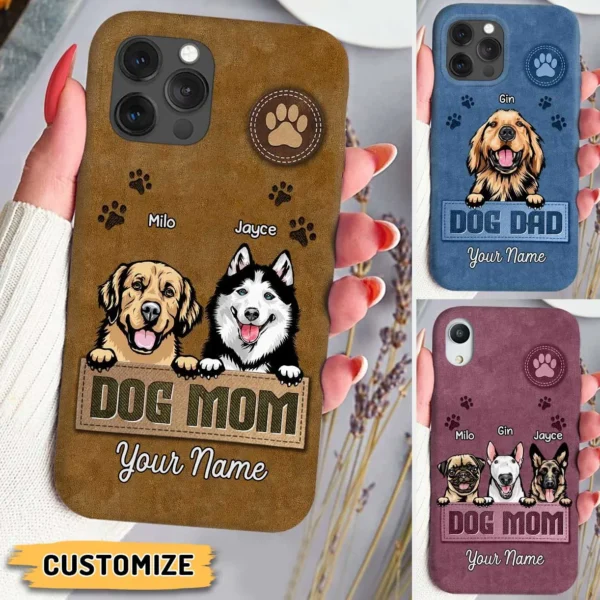 Personalisierte Hund Mama Hund Papa Ledermuster Handytasche Personalized Dog Mom Dog Dad Leather Pattern Phone Case ads.jpg