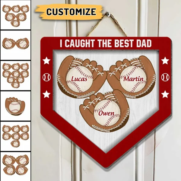 Dad We Caught The Best Dad Personalisiertes Türschild aus Holz Dad We Caught The Best Dad Personalized Wooden Door Sign ADS.jpg