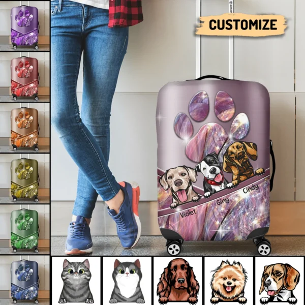 Personalisierte Hund und Katze Liebhaber funkelnde Gepäckabdeckungen Personalized Dog And Cat Lovers Sparkling Luggage Covers Mockup Run Ad.jpg