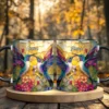 individuelle kaffeetassen Vibrant Stained Glass Hummingbird And Floral - Personalized Name Accent Mug for Bird Lovers Mockup Preview.jpg