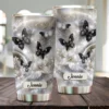 personalisierter thermobecher to go Elegant Black And White Butterfly & Floral Personalized Name Tumbler MK 7.jpg